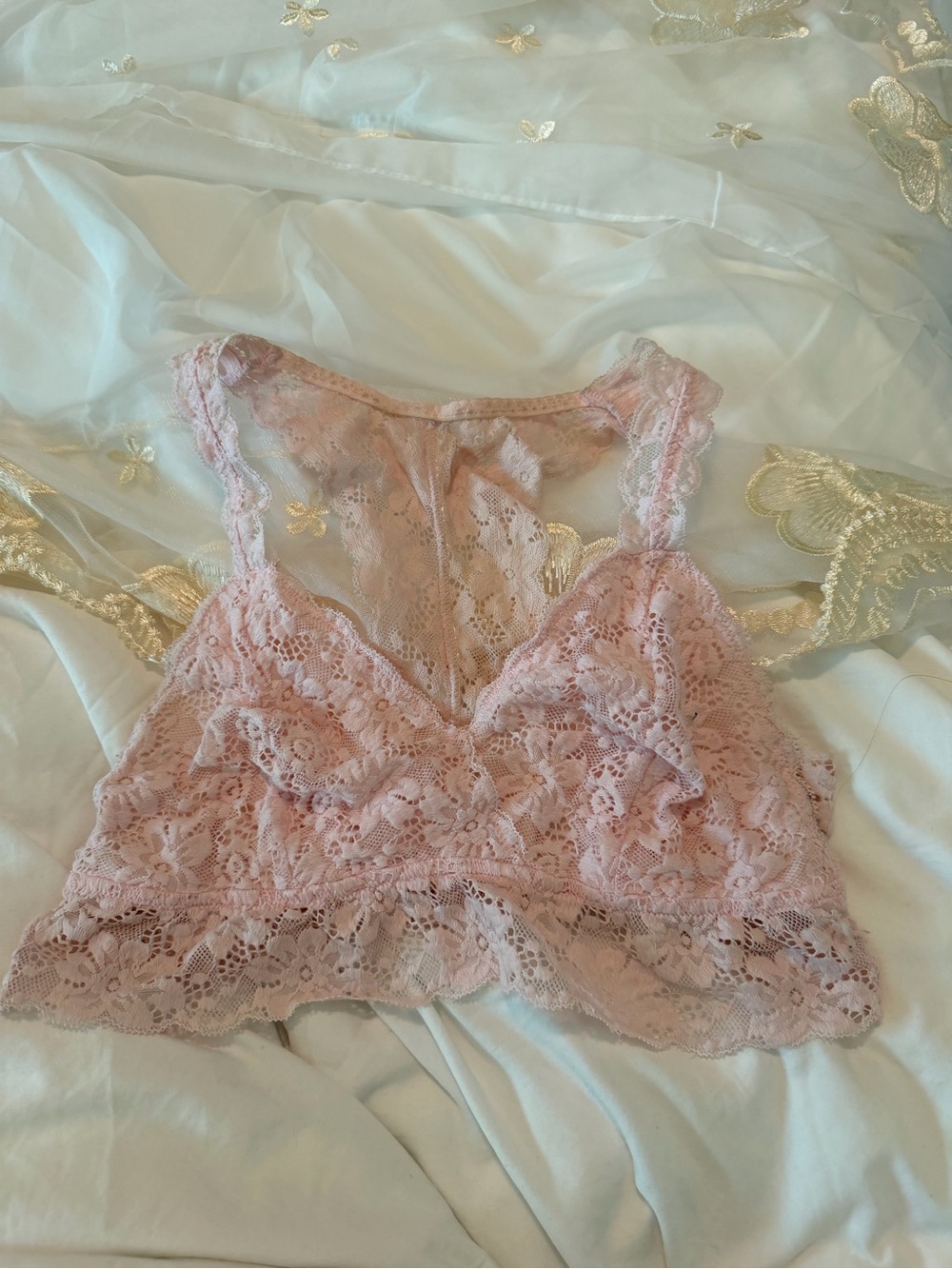 Jenni Baby Pink Lace Racerback Bralette Crop Top